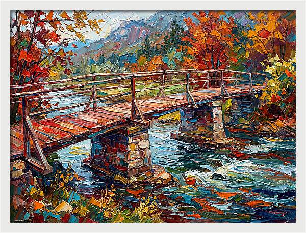 Footbridge Over Autumn Stream