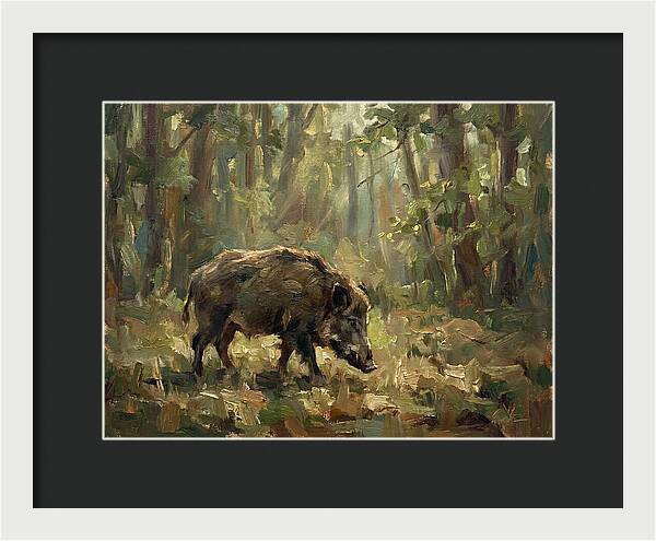 Forest Hog In Sunlit Woods