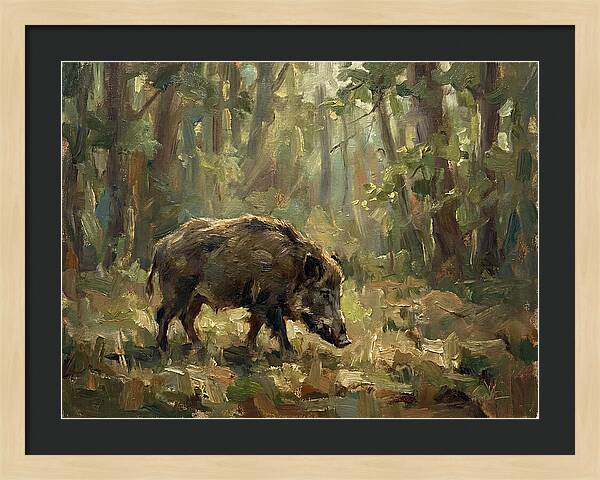 Forest Hog In Sunlit Woods