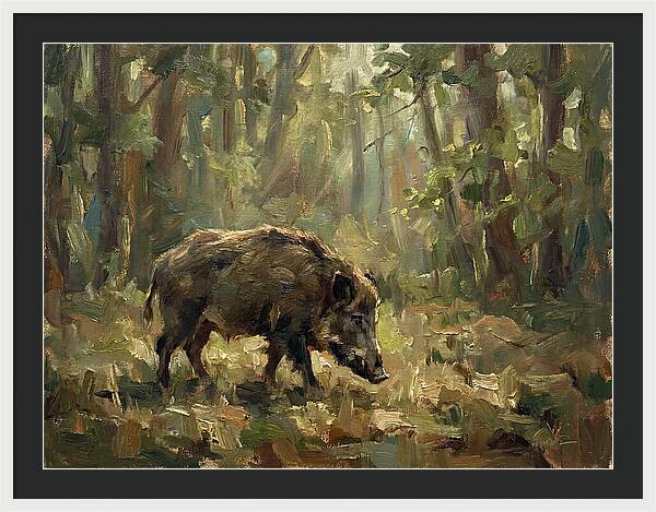Forest Hog In Sunlit Woods