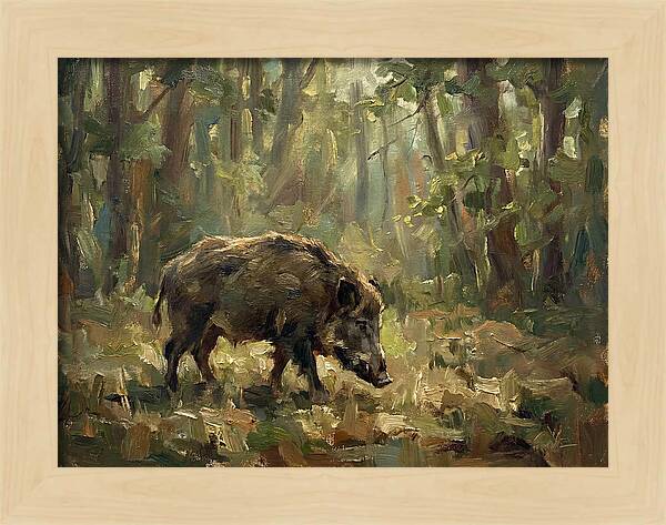 Forest Hog In Sunlit Woods