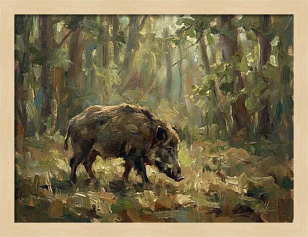 Forest Hog In Sunlit Woods