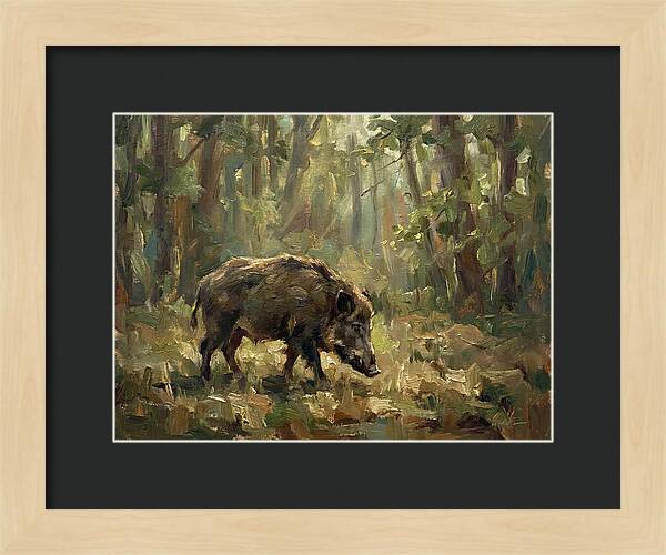 Forest Hog In Sunlit Woods