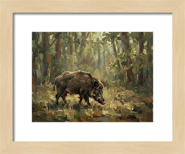 Forest Hog In Sunlit Woods