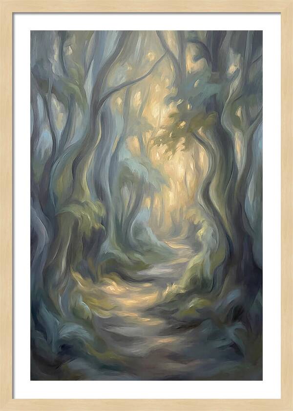 Forest Path Dappled With Golden Light