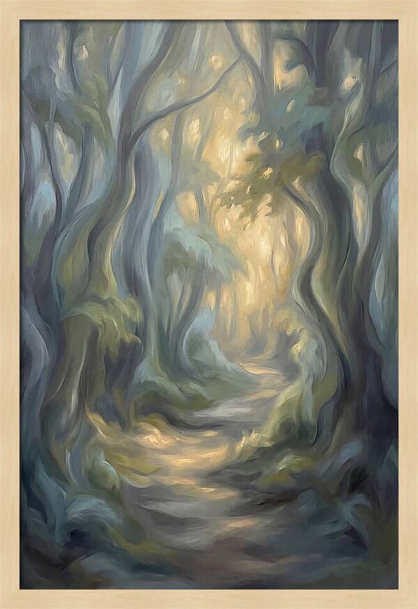 Forest Path Dappled With Golden Light