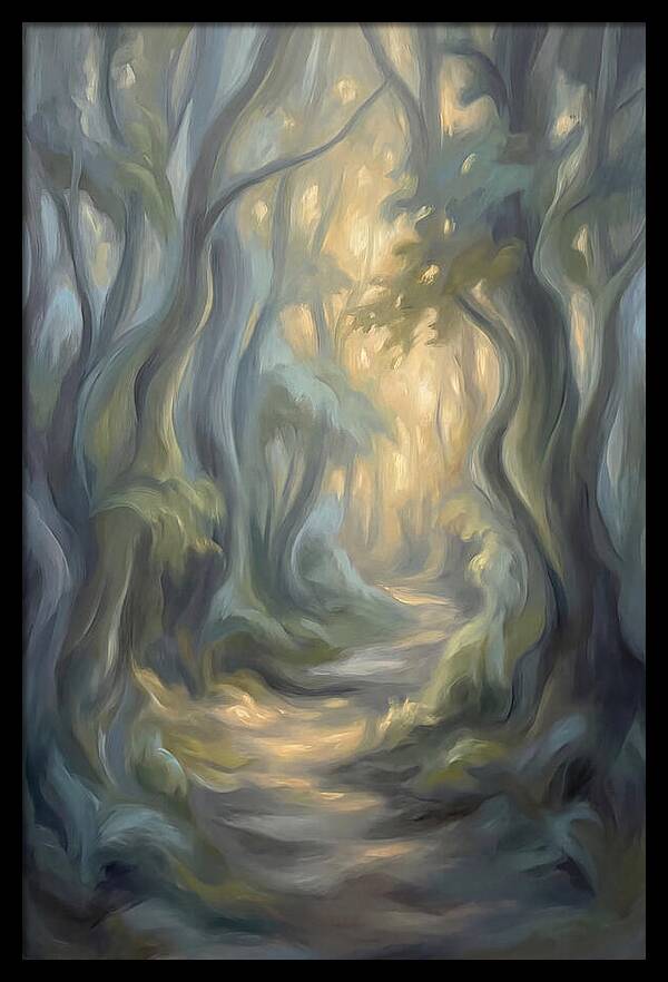 Forest Path Dappled With Golden Light