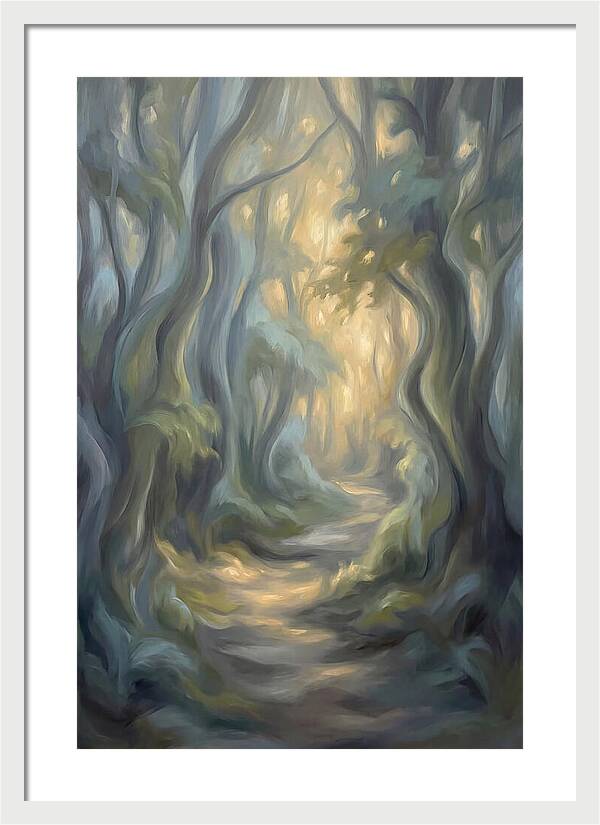 Forest Path Dappled With Golden Light
