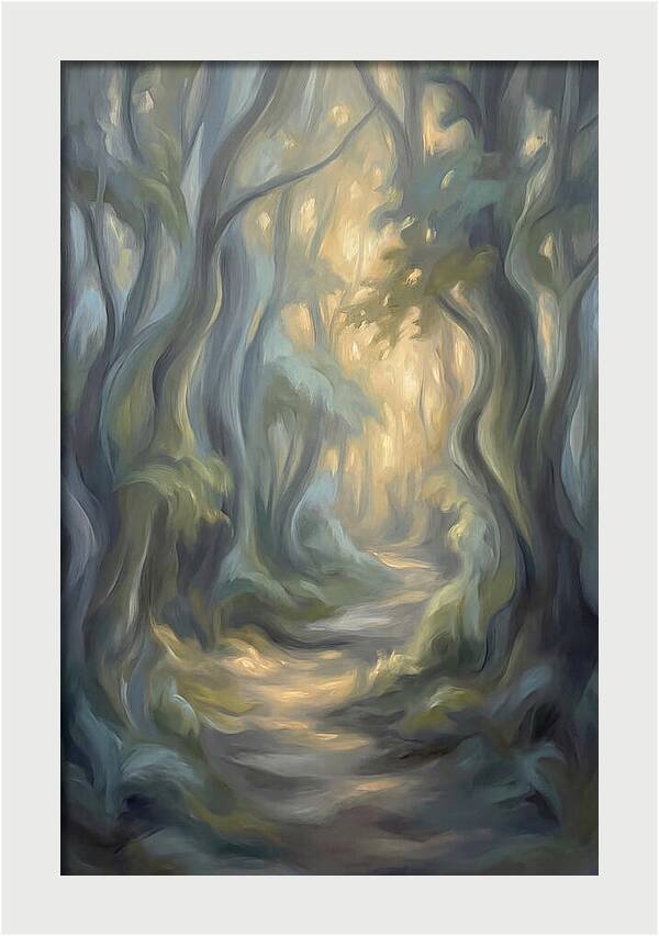 Forest Path Dappled With Golden Light