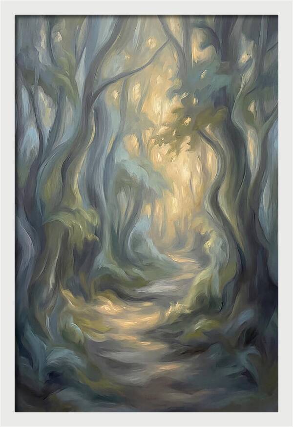 Forest Path Dappled With Golden Light