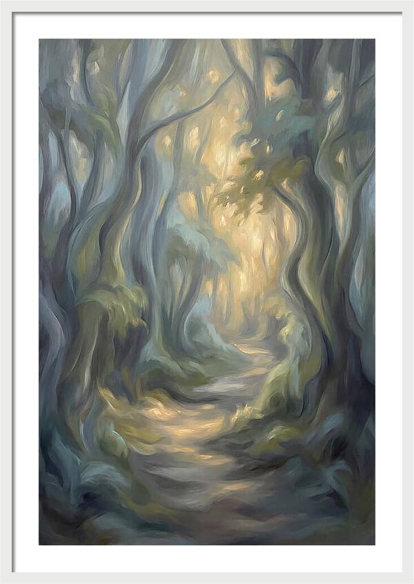Forest Path Dappled With Golden Light