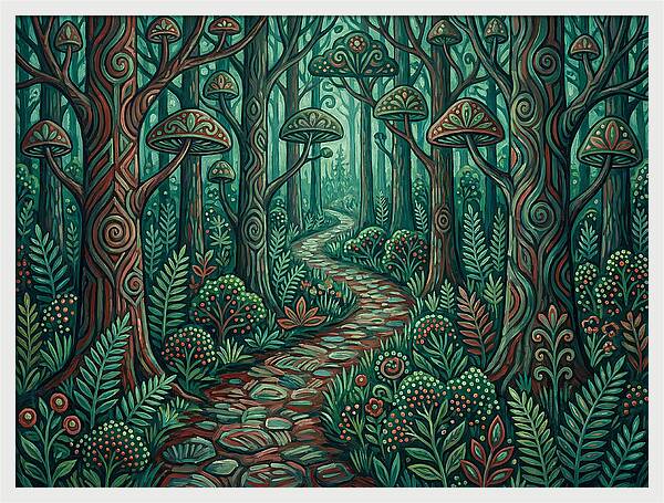Forest Path Through Enchanted Woods