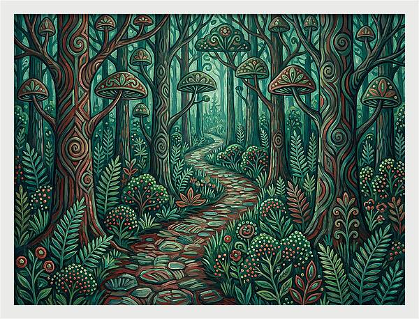Forest Path Through Enchanted Woods