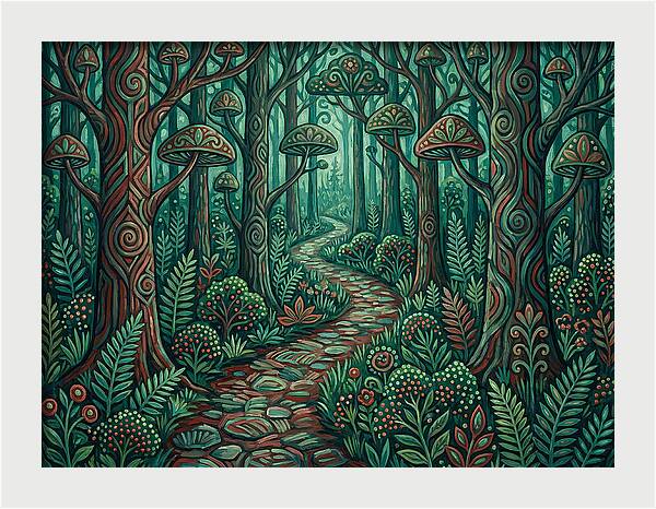 Forest Path Through Enchanted Woods