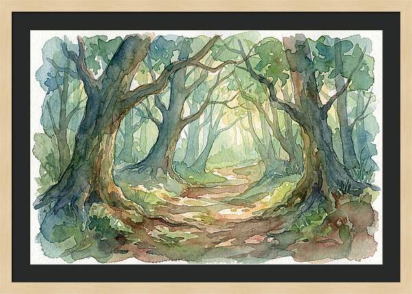 Forest Path Through Lush Trees