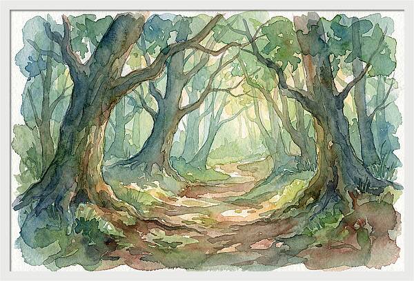 Forest Path Through Lush Trees