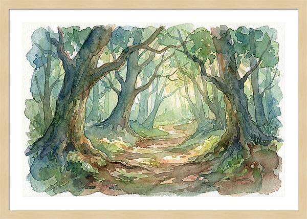 Forest Path Through Lush Trees