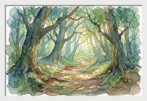 Forest Path Through Lush Trees