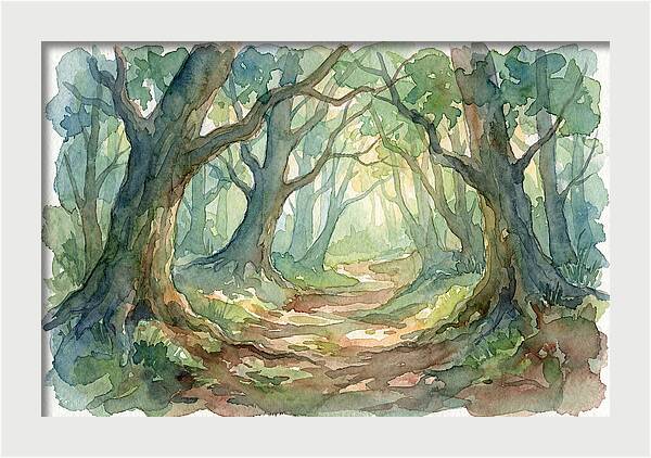 Forest Path Through Lush Trees