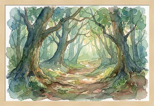 Forest Path Through Lush Trees