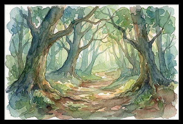 Forest Path Through Lush Trees