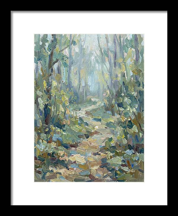 Forest Path Through Misty Trees