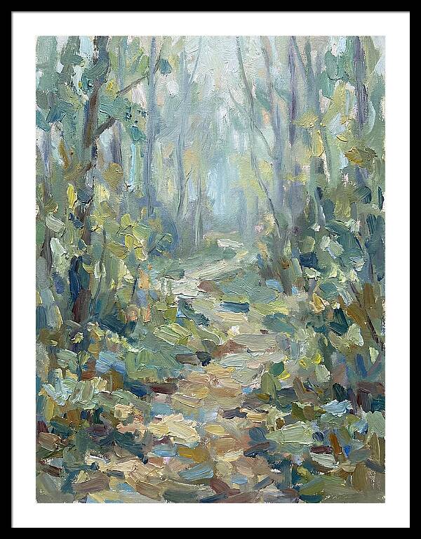 Forest Path Through Misty Trees