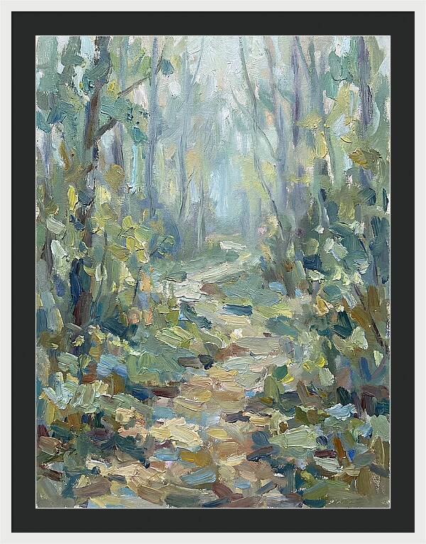 Forest Path Through Misty Trees