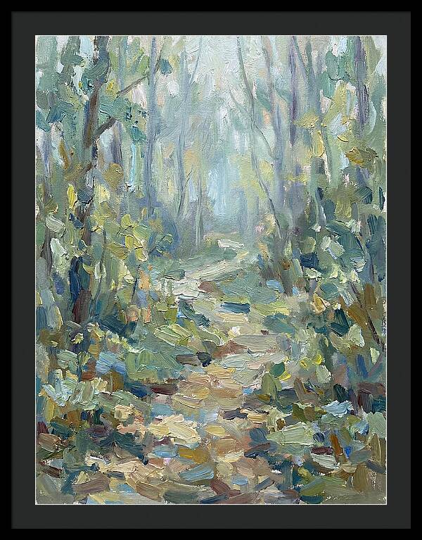 Forest Path Through Misty Trees