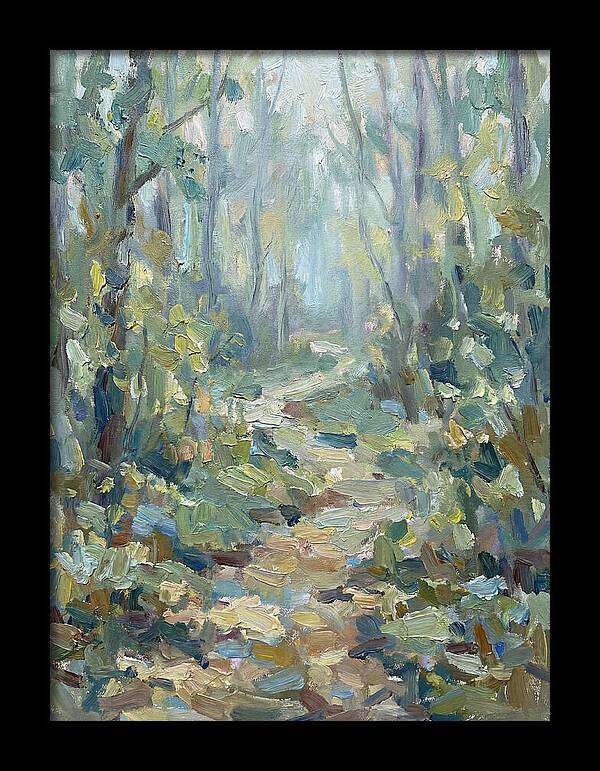 Forest Path Through Misty Trees