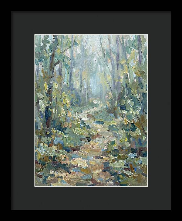 Forest Path Through Misty Trees