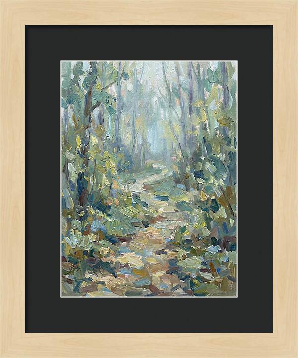 Forest Path Through Misty Trees