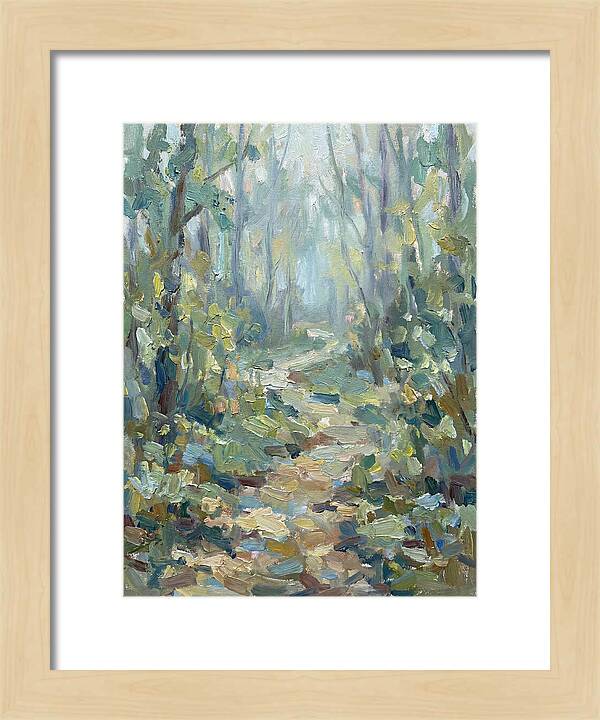 Forest Path Through Misty Trees