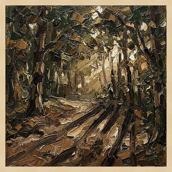Forest Path Through Sunlit Trees