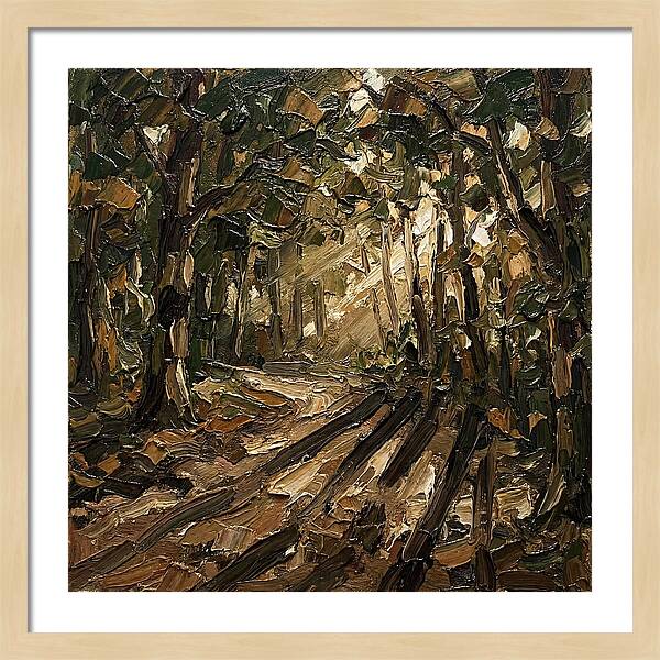 Forest Path Through Sunlit Trees