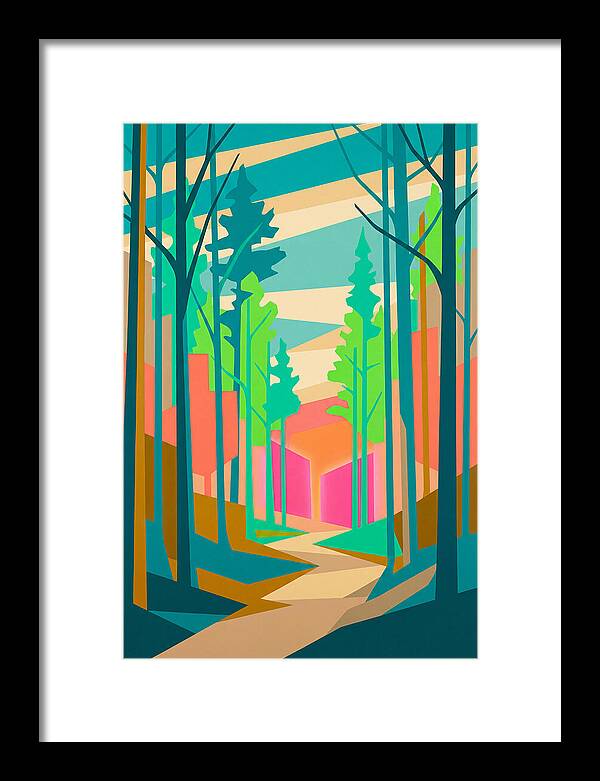 Forest Path Through Vibrant Trees