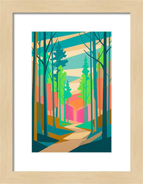 Forest Path Through Vibrant Trees