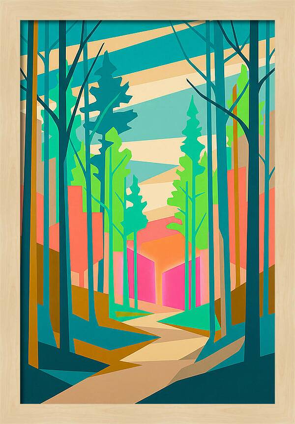 Forest Path Through Vibrant Trees