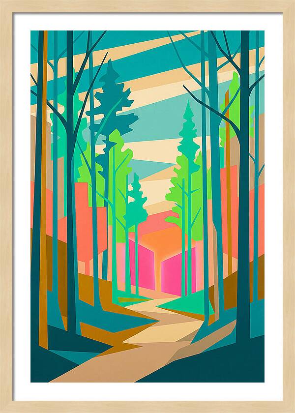 Forest Path Through Vibrant Trees