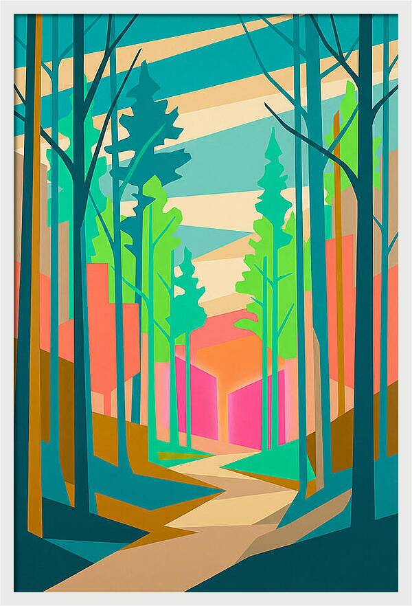 Forest Path Through Vibrant Trees