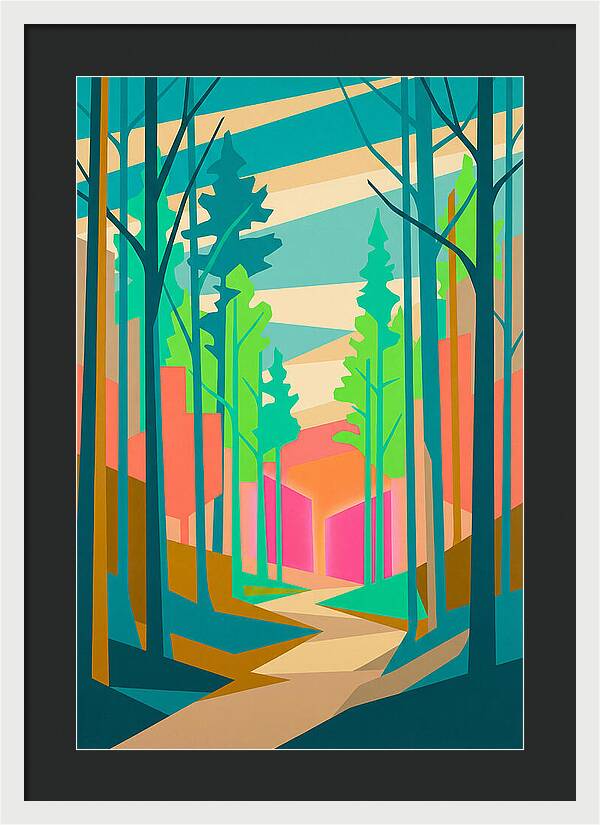 Forest Path Through Vibrant Trees
