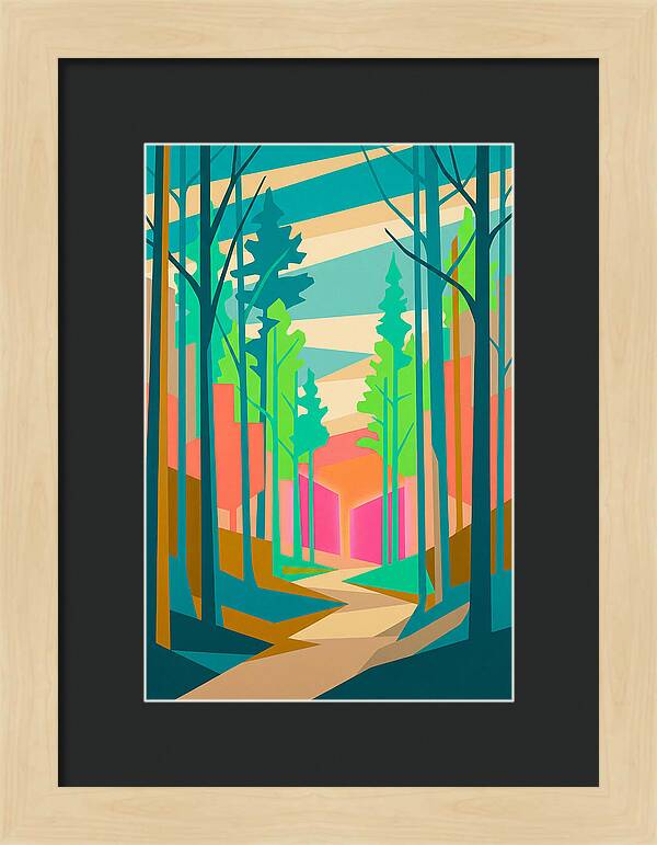 Forest Path Through Vibrant Trees