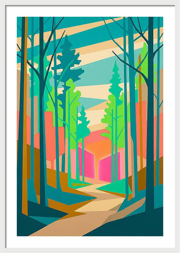 Forest Path Through Vibrant Trees