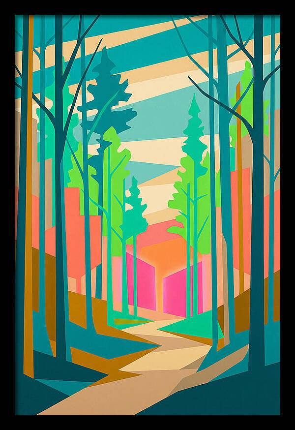 Forest Path Through Vibrant Trees
