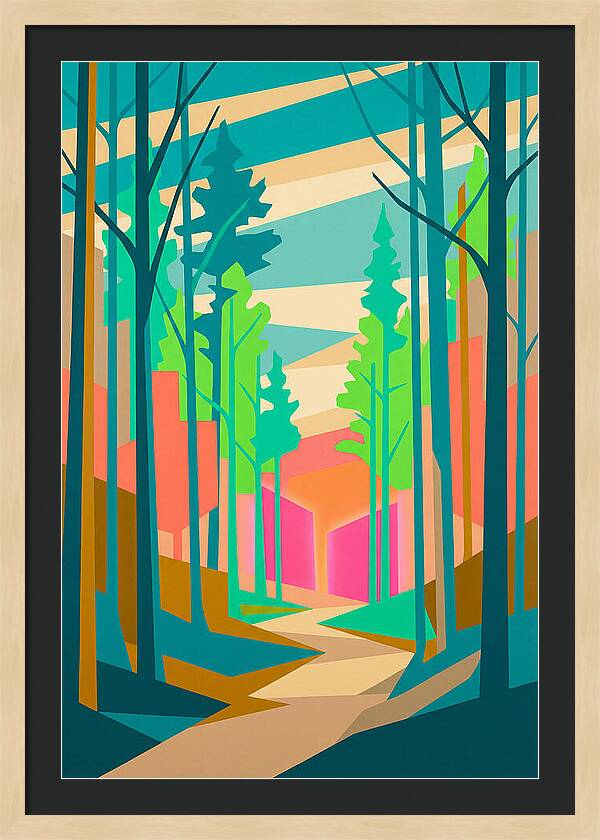Forest Path Through Vibrant Trees