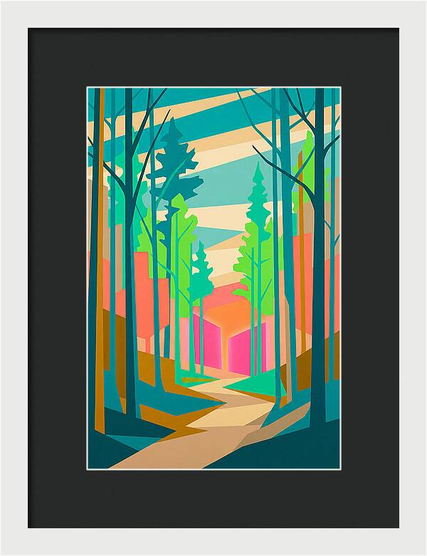 Forest Path Through Vibrant Trees
