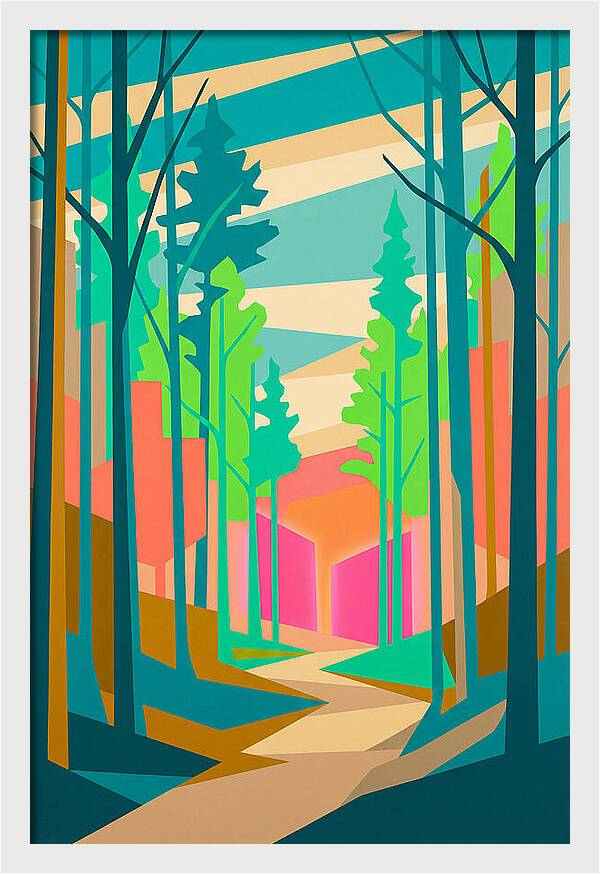 Forest Path Through Vibrant Trees