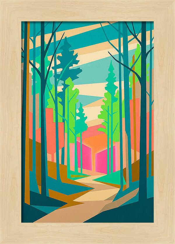 Forest Path Through Vibrant Trees