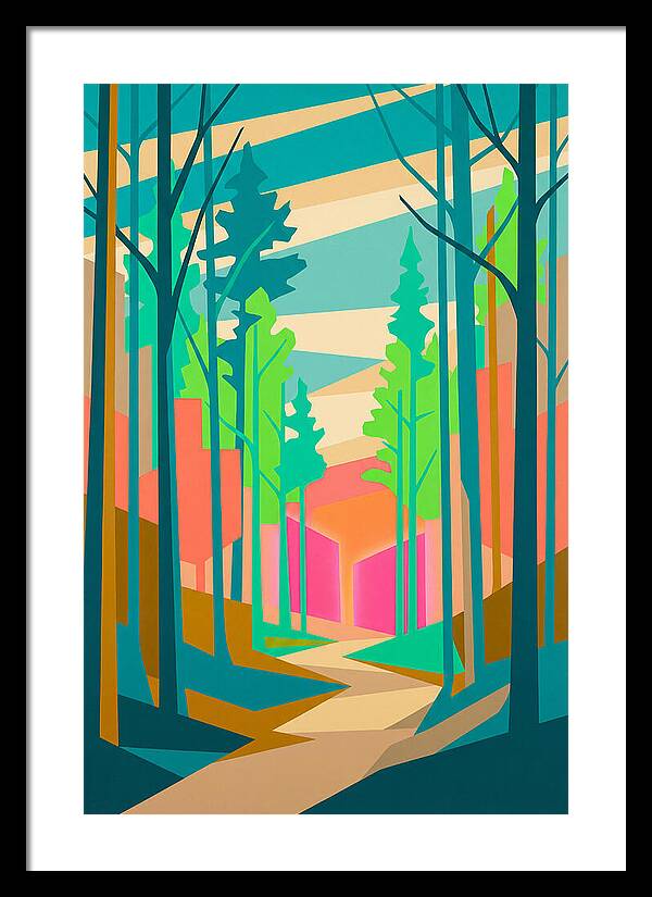 Forest Path Through Vibrant Trees