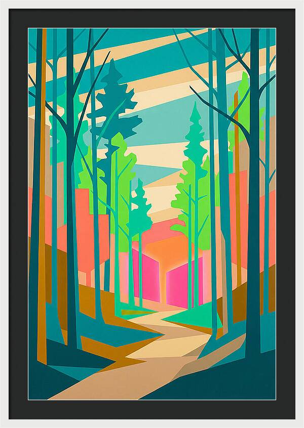 Forest Path Through Vibrant Trees